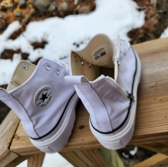 Converse White High-Top Platform Sneakers - Picture 3 of 8